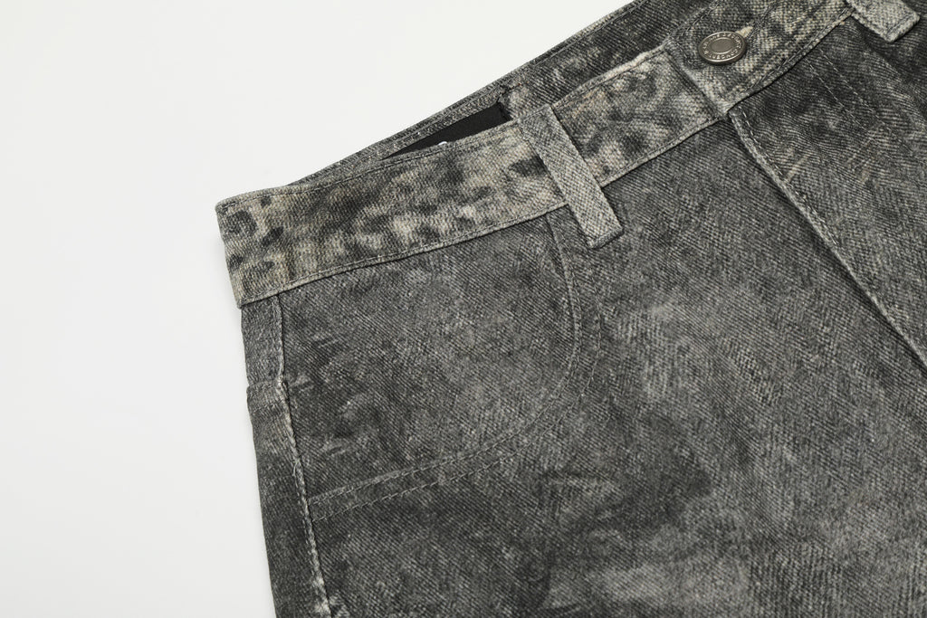 YAVIORA Spliced Dirty Wash Curved Baggy Pants