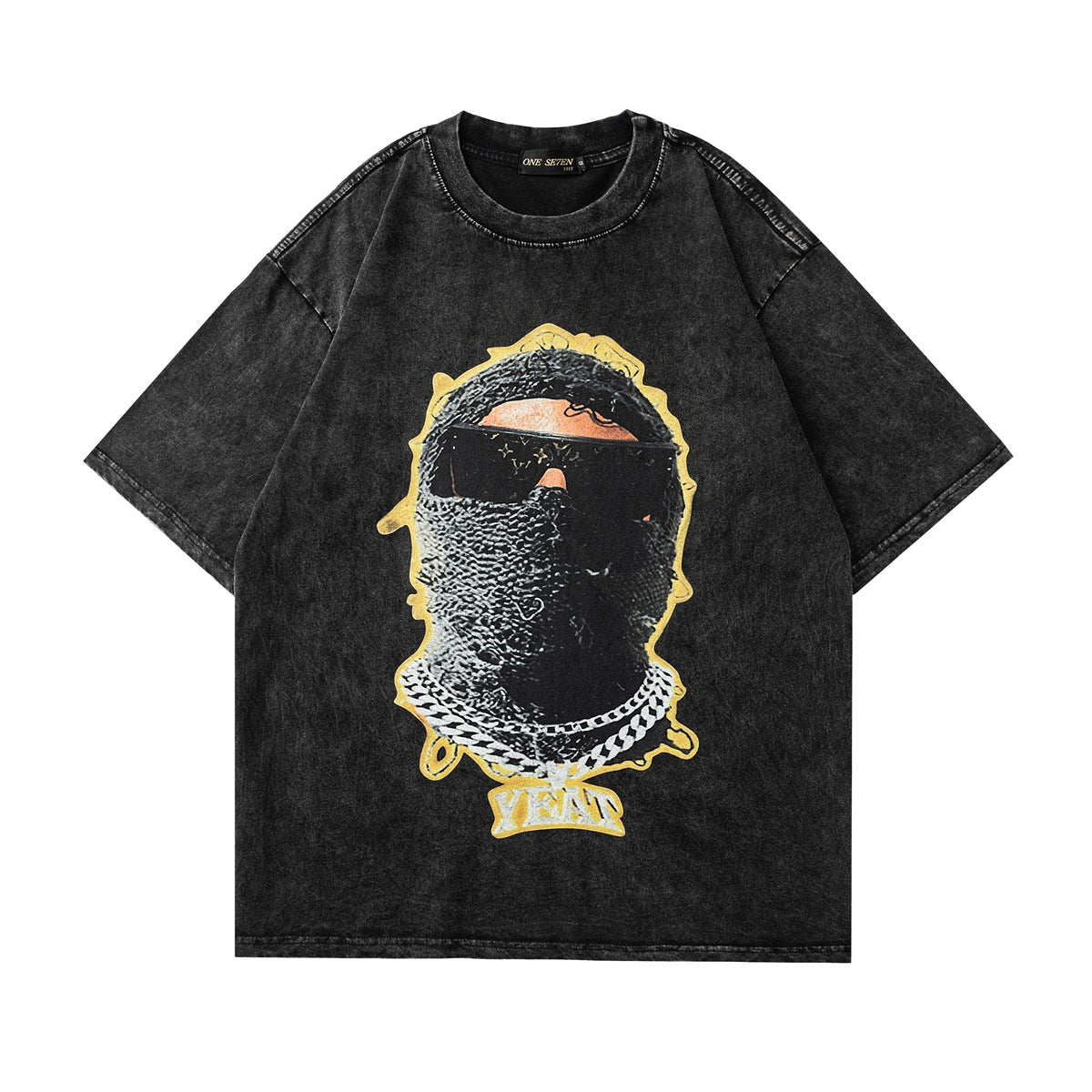 YAVIORA Hip-Hop Portrait Washed T-Shirt