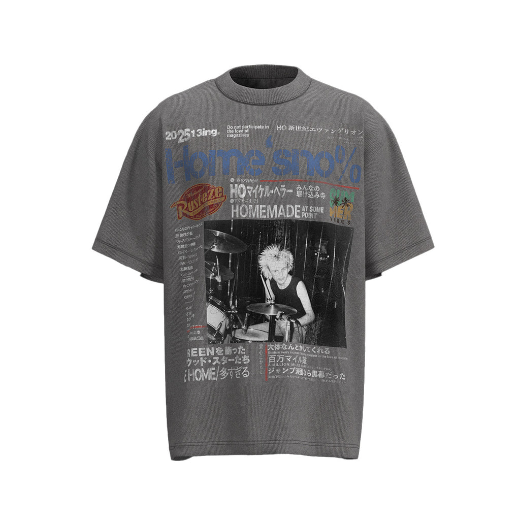 YAVIORA Hip-Hop & Rock Graphic T-Shirt