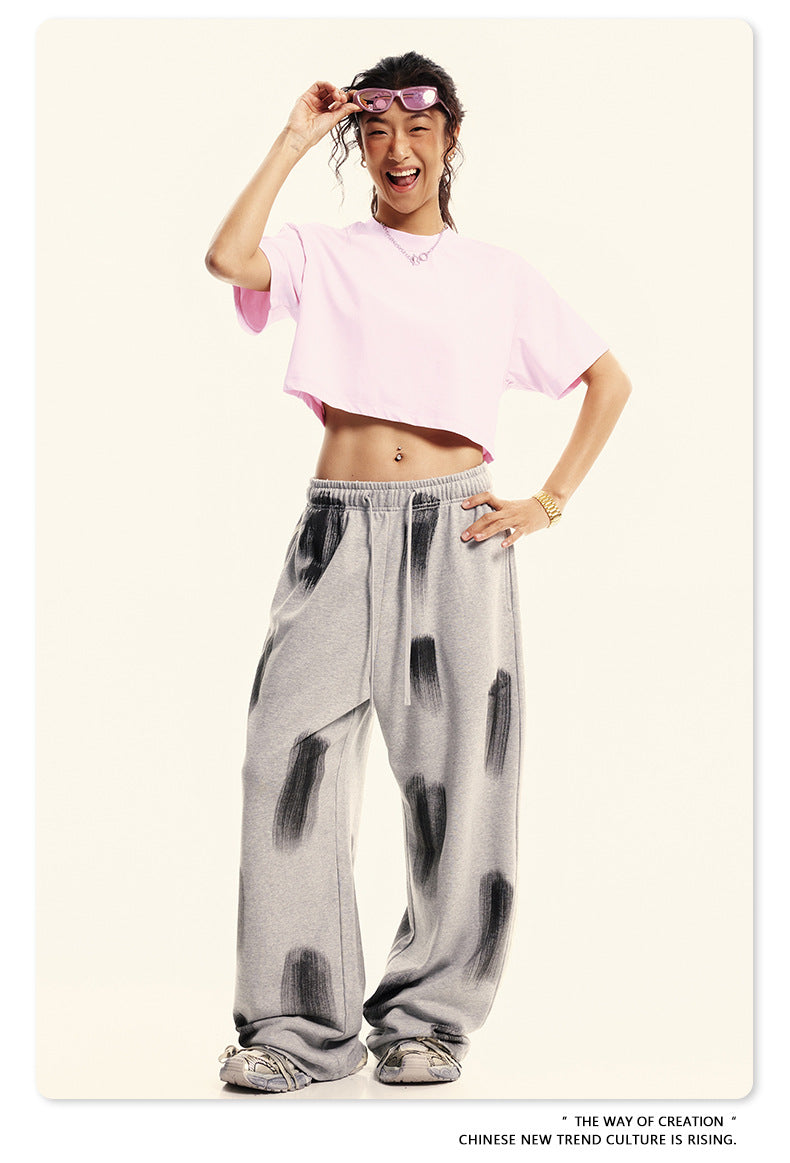 Yaviora Round Neck Crop Top Sexy Loose Short-Sleeve T-Shirt