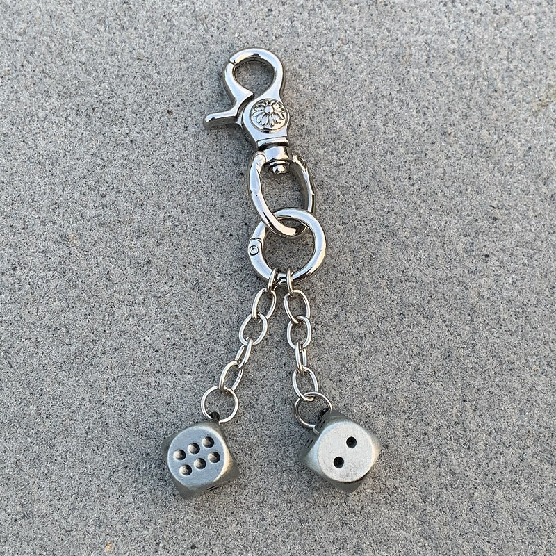 Retro floral heavy-duty keychain dice pendant