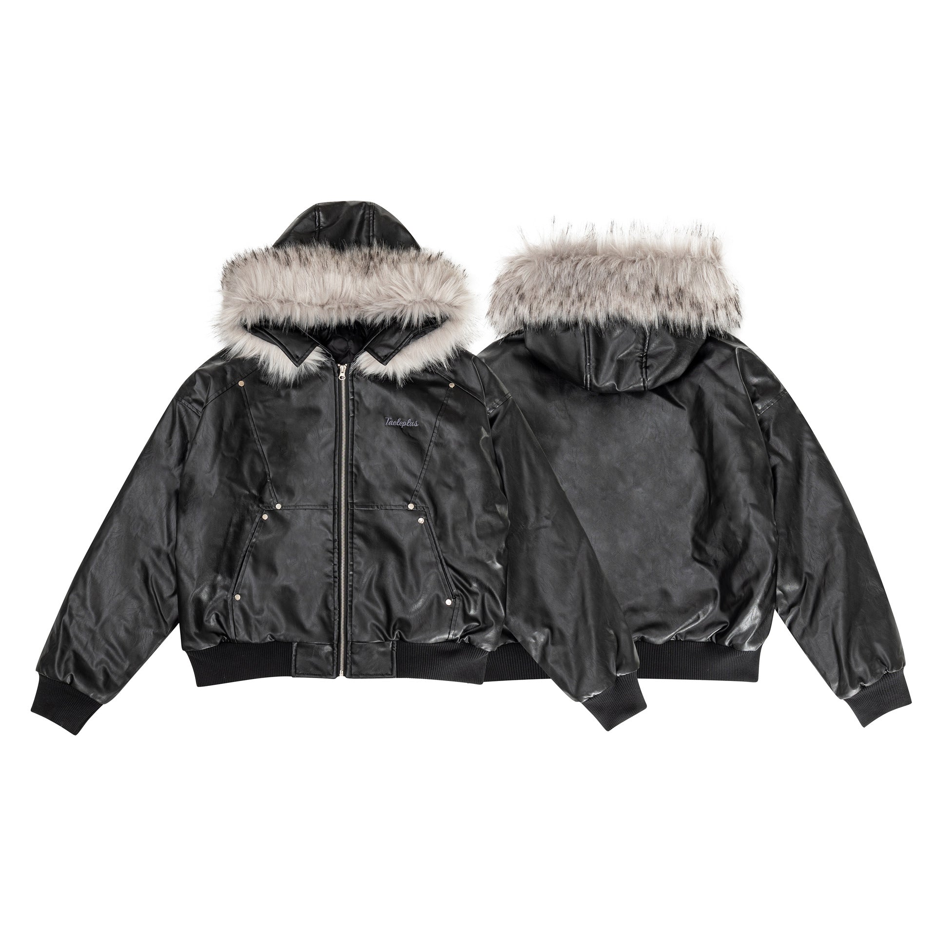 YAVIORA Fur Collar PU Jacket