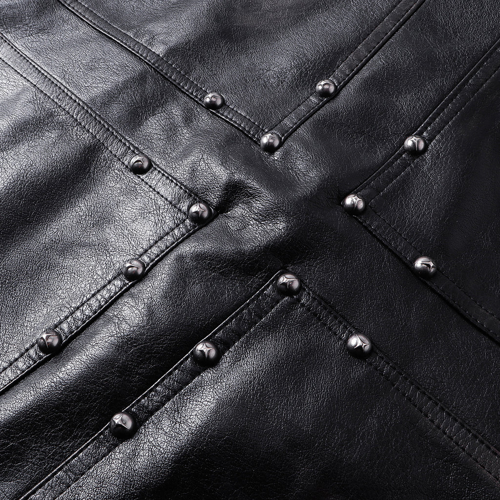 YAVIORA Riveted PU Leather Motorcycle Jacket