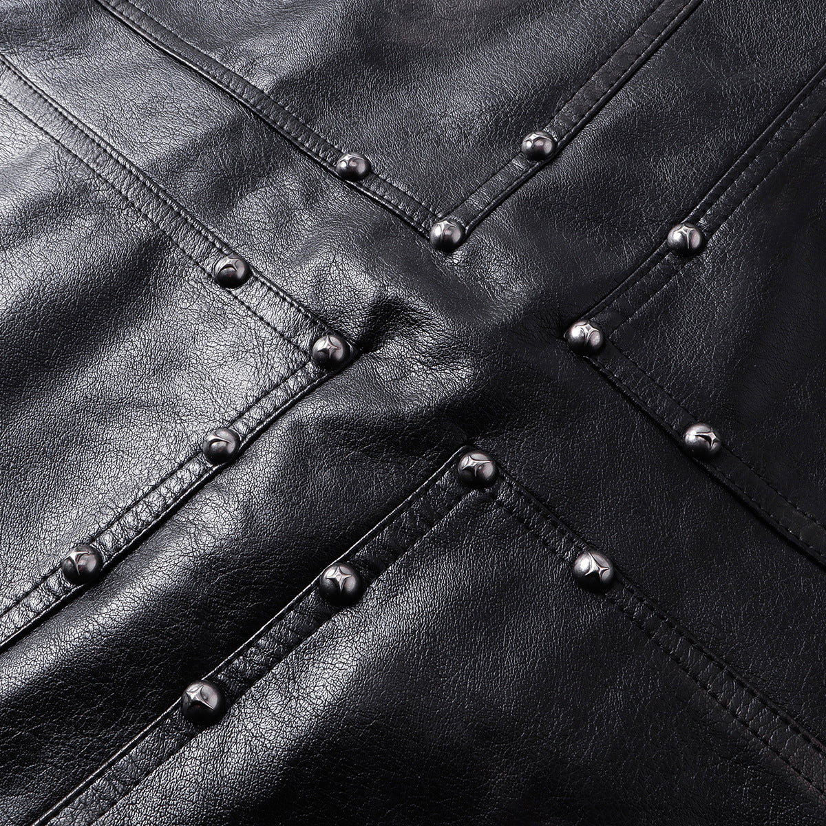 YAVIORA Riveted PU Leather Motorcycle Jacket