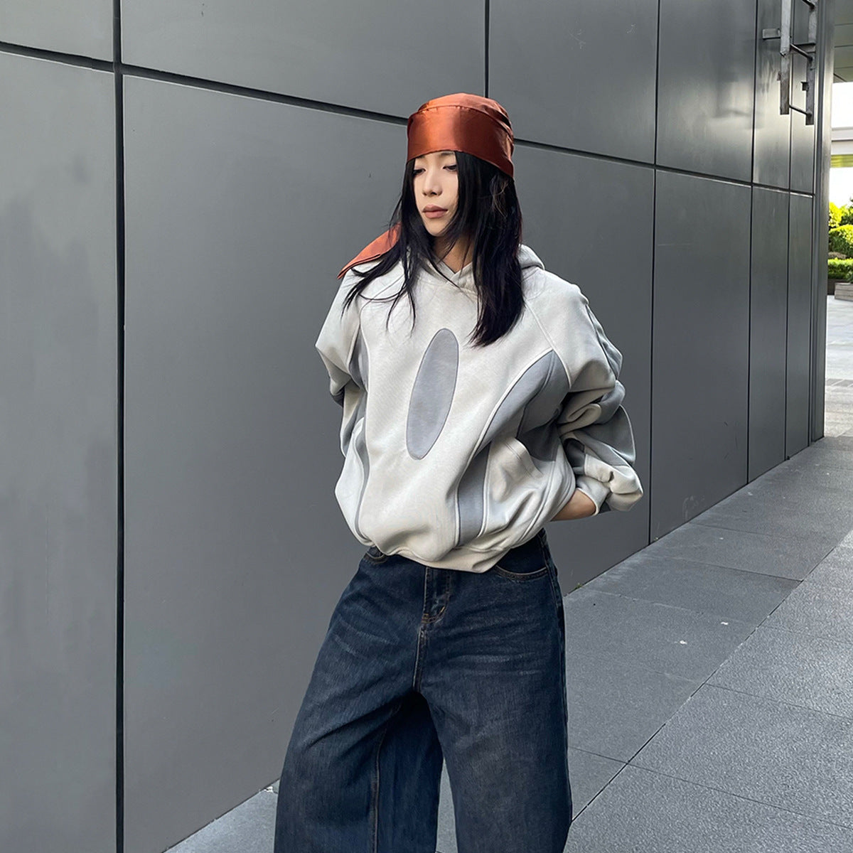 YAVIORA Hip Hoodie Patchwork Hooded Sweatshirt