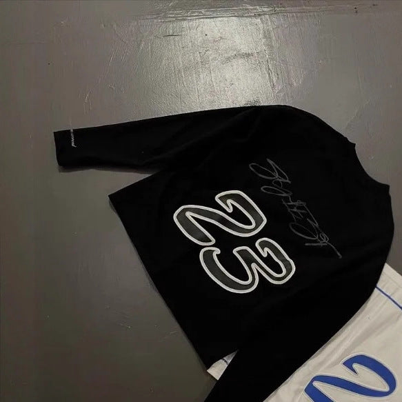 Y2K Hip-Hop Style Crewneck T-Shirt with Puff-Print Number 23