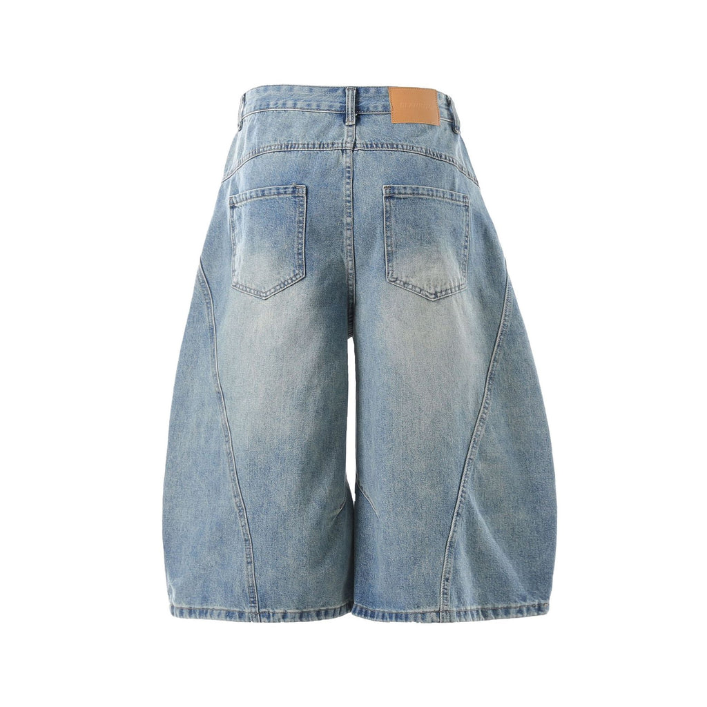 YAVIORA Vintage Washed Scimitar Fit Denim Shorts
