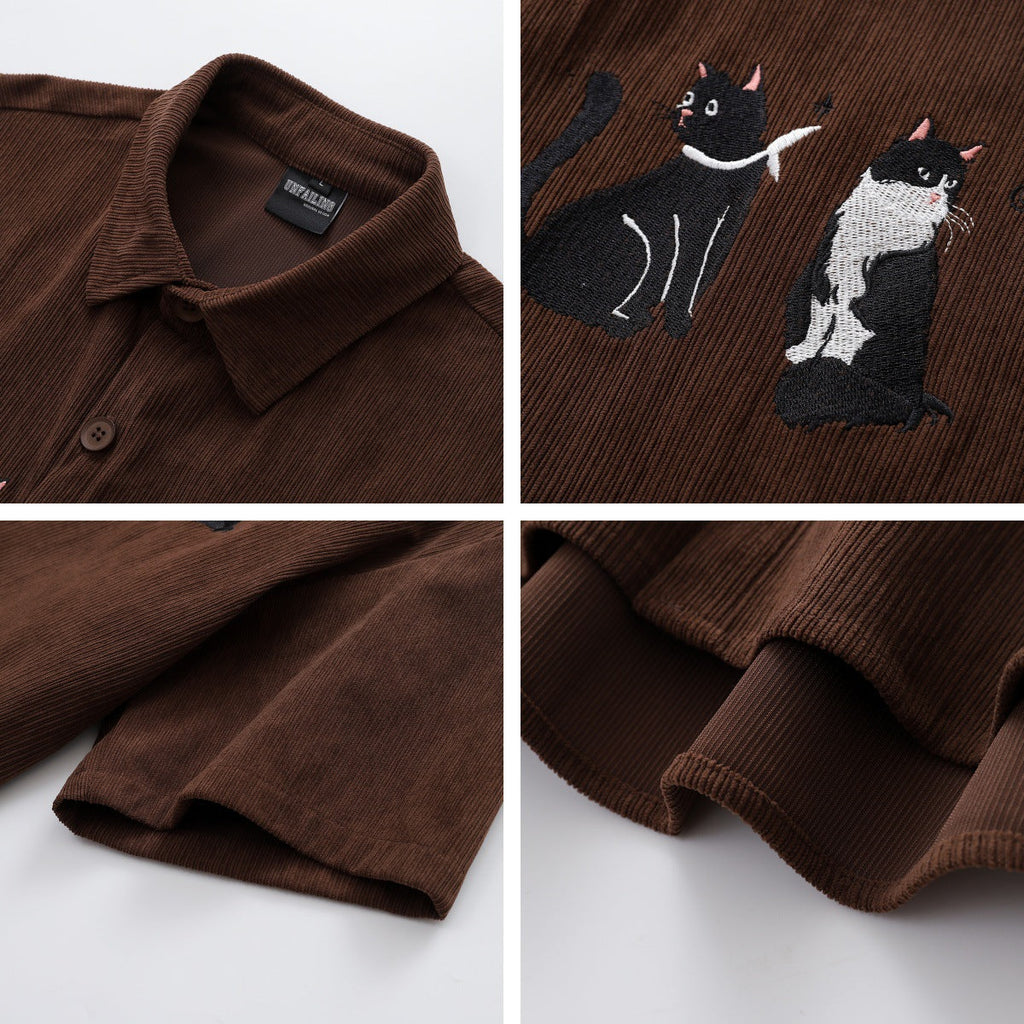 YAVIORA Cat Embroidered Shirt