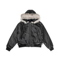 YAVIORA Fur Collar PU Jacket