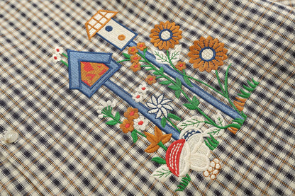 YAVIORA Denim Collar Plaid Shirt