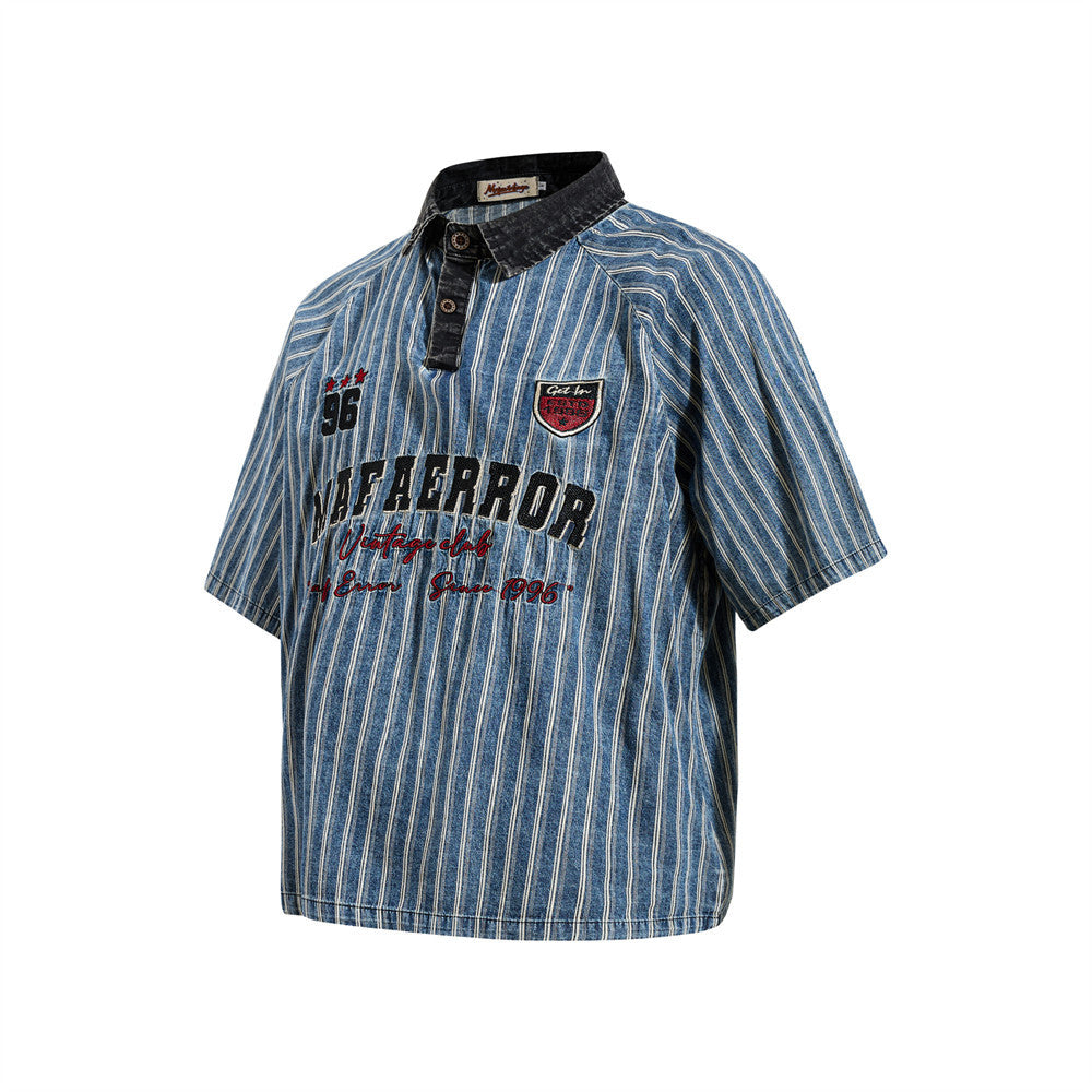 YAVIORA Letter-Embroidered Polo Shirt