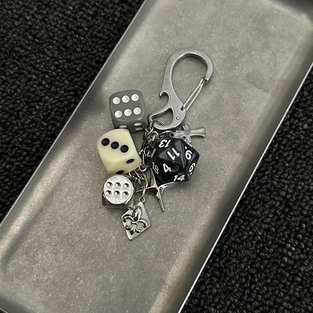 D20 Dice Keychain Charm Set Gothic Gamer Gift Jewelry