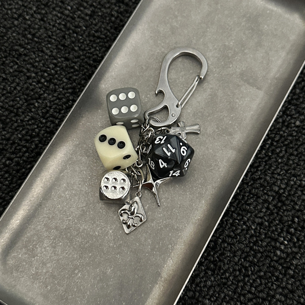 D20 Dice Keychain Charm Set Gothic Gamer Gift Jewelry