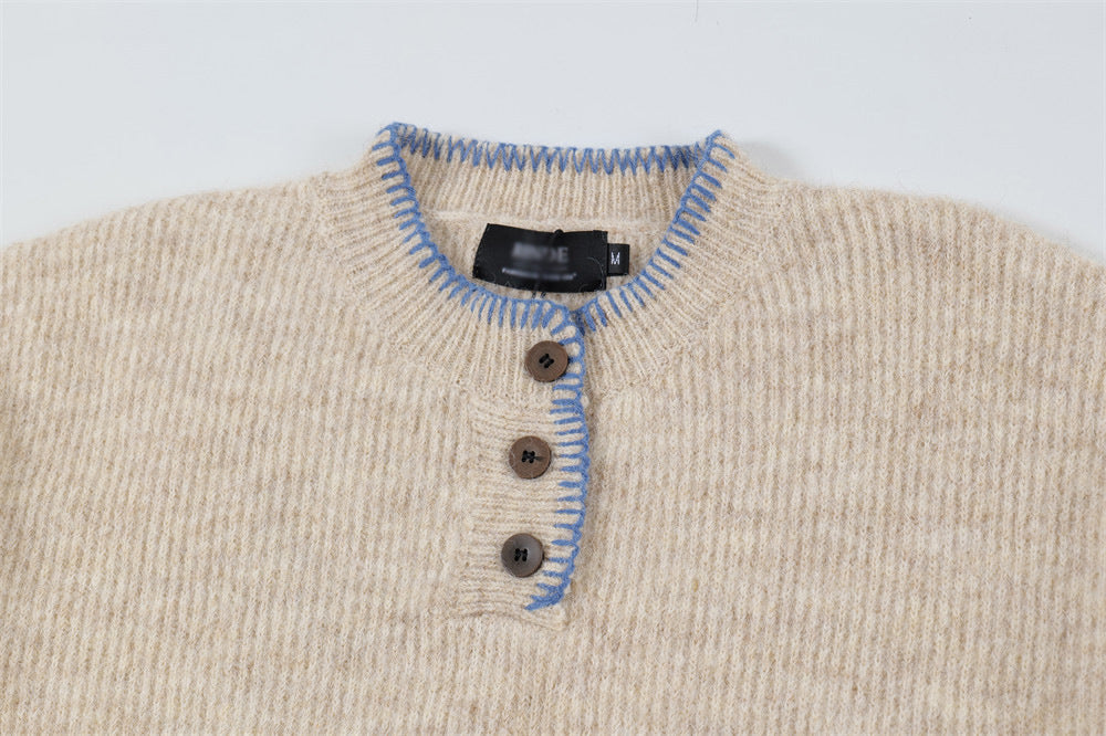 YAVIORA Contrast Stitch Sweater