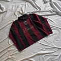 Oversized color-blocked knit sweater with letter embroidery
