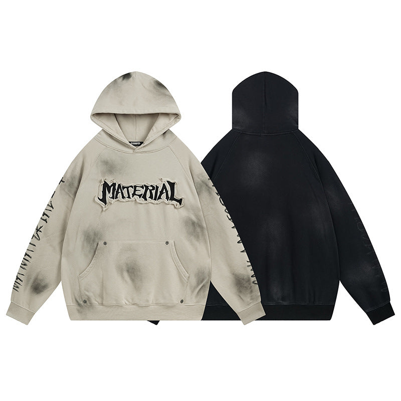 YAVIORA Wasteland Style Washed Embroidered Hoodie
