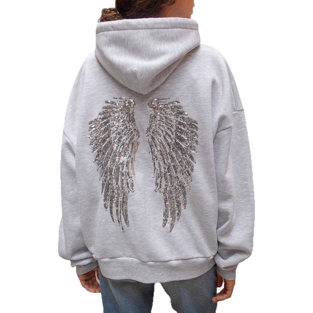"Hot Girl" Style Sequin-Wing Sweatshirt and Pants Set