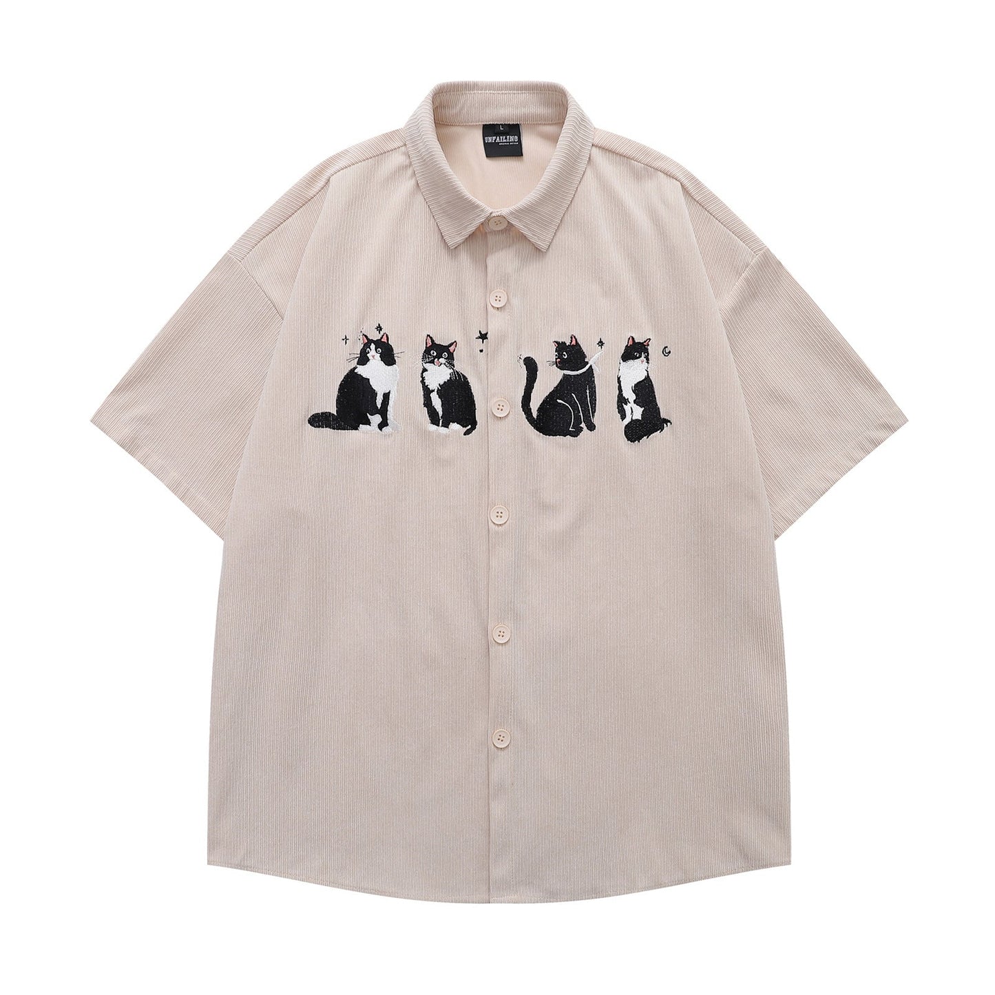 YAVIORA Cat Embroidered Shirt