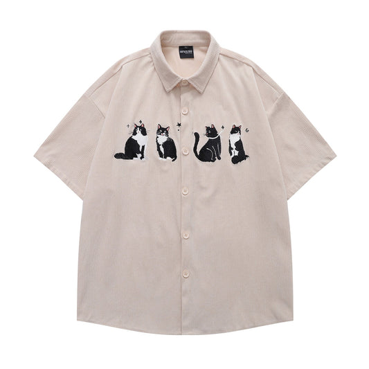 YAVIORA Cat Embroidered Shirt