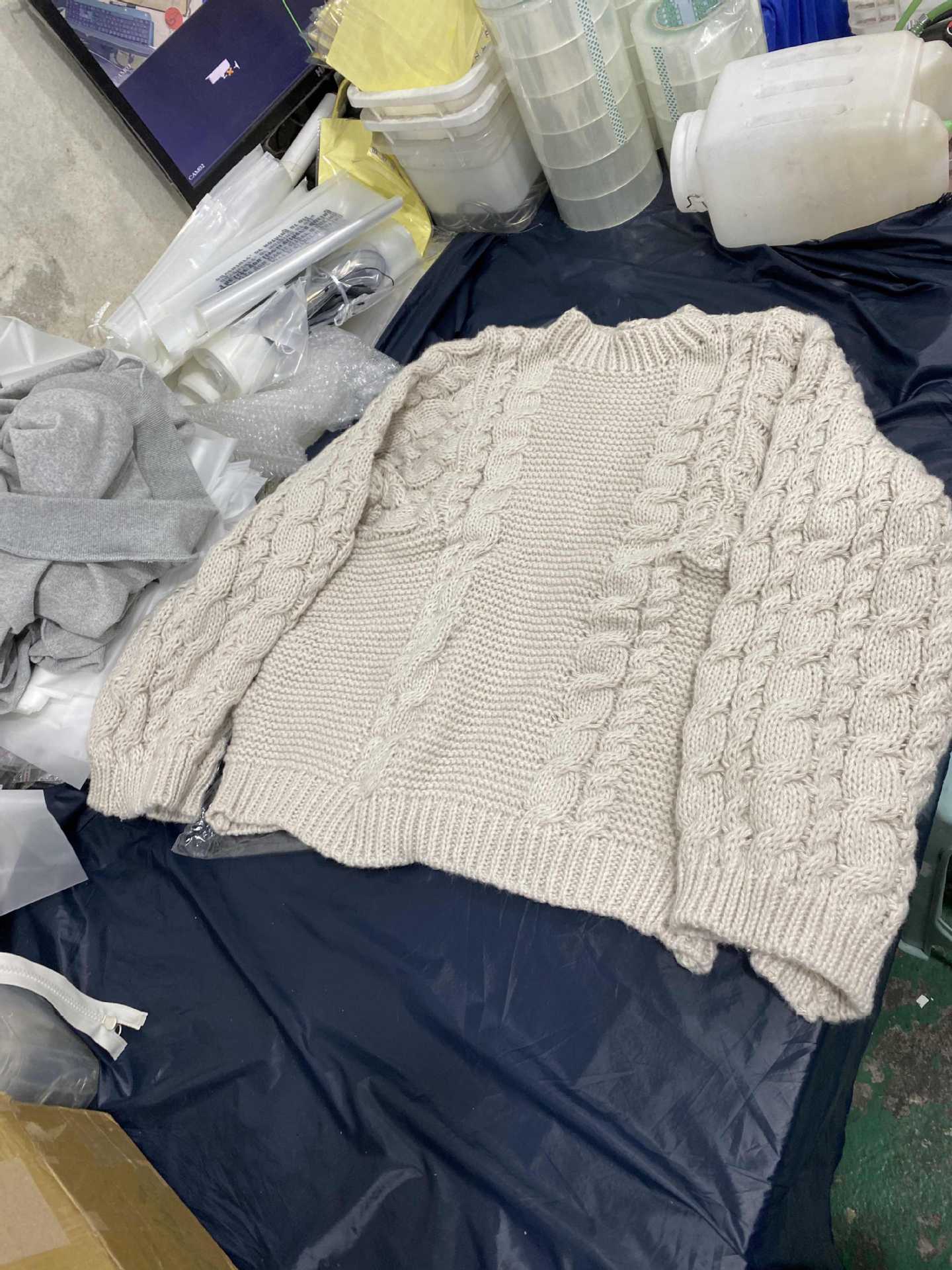 Loose Cable-Knit Sweater with Oversized Flared Sleeves
