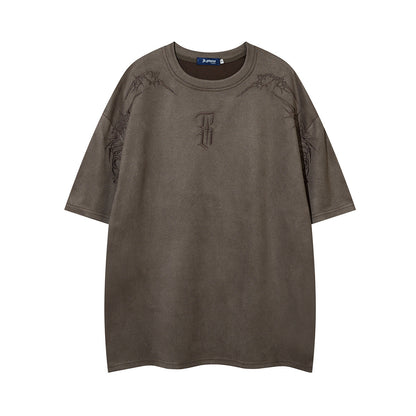 YAVIORA Besticktes Wildleder-T-Shirt