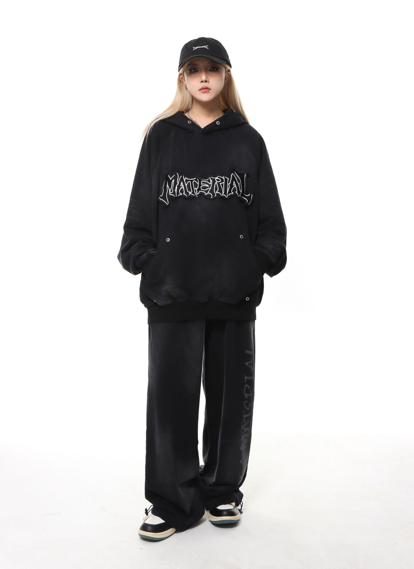 YAVIORA Wasteland Style Washed Embroidered Hoodie
