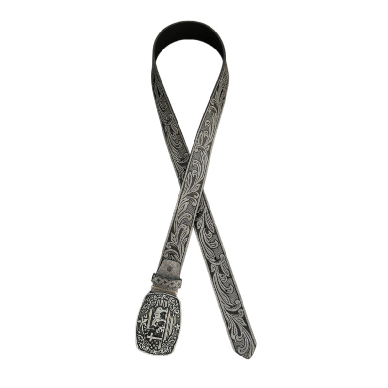 Western Praying Cowboy Cross Buckle Tooled Belt