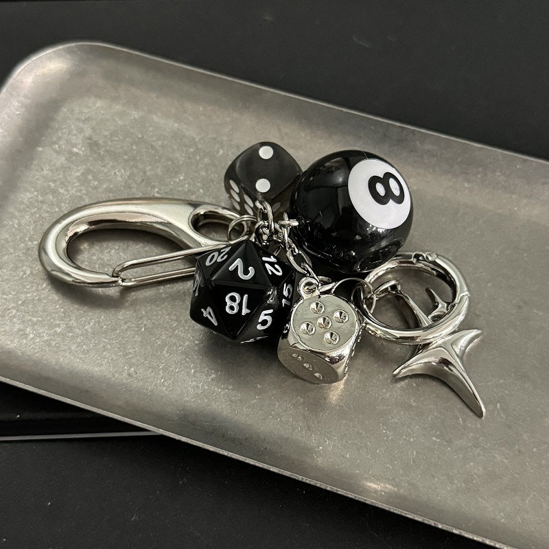 Yaviora Black 8 Dice String Handmade Bag Charm