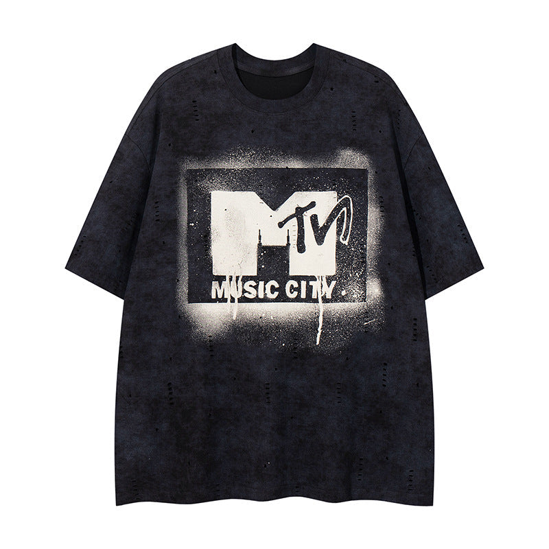 YAVIORA T-Shirt mit starker Waschung und Schriftzug