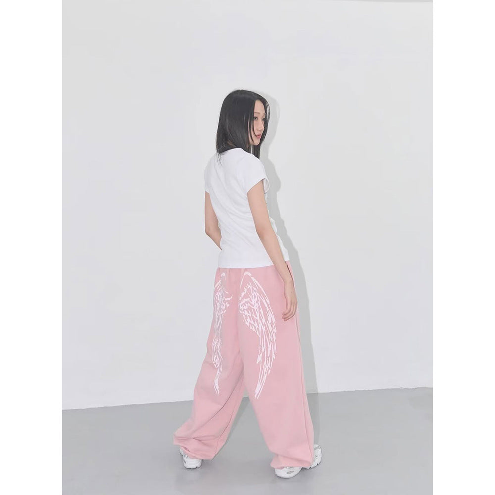 "Hot Girl" Style Sequin-Wing Sweatshirt and Pants Set