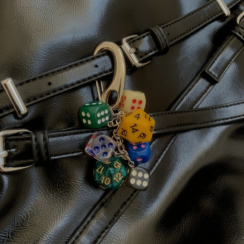 Colorful Dice Bag Charm Keychain Pendant Accessory