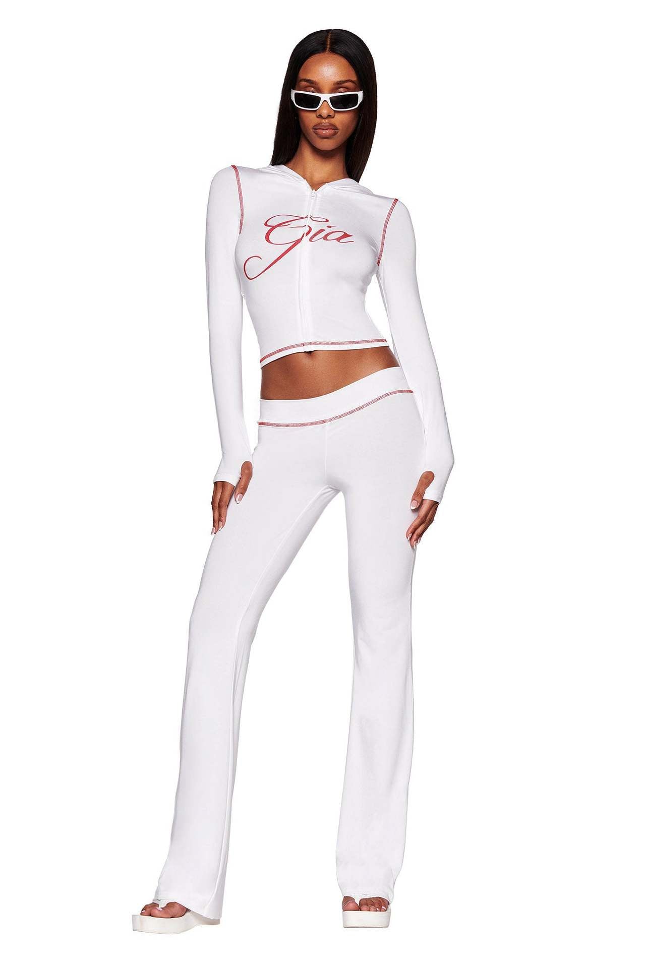 y2k hot girl letter print low-rise trousers two-piece set