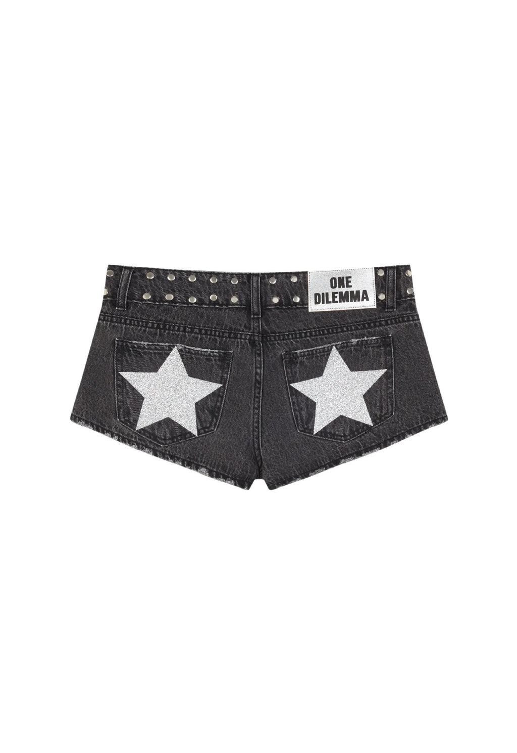 Y2K Gothic Flag-Print Color-Block Low-Rise Slim-Fit Denim Shorts