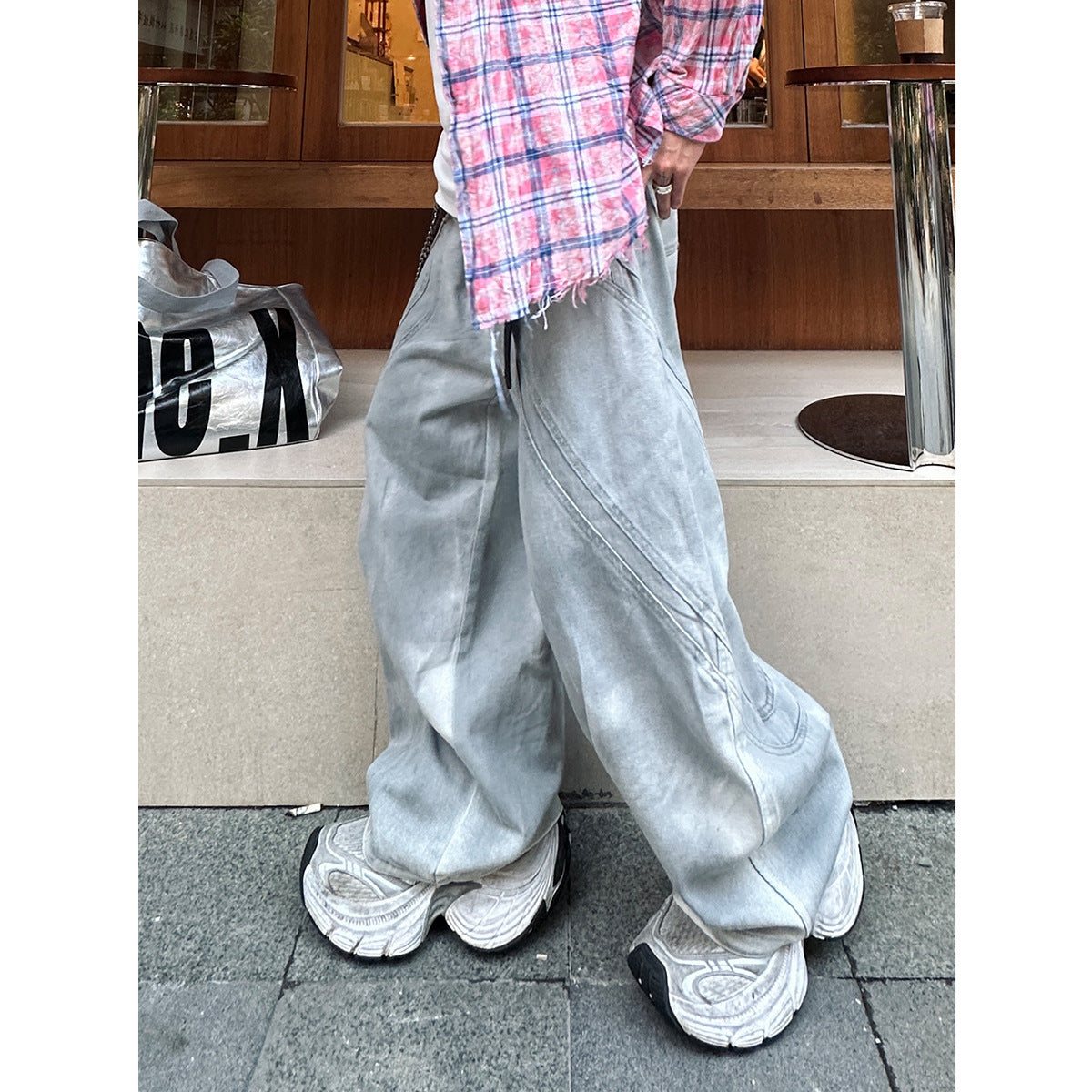 YAVIORA Dirty Dye Deconstructed Design Scimitar Pants