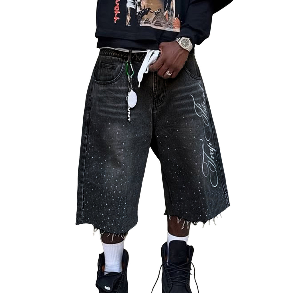 Y2K Straight Leg Wide Leg Distressed Loose Fit Capri Pants