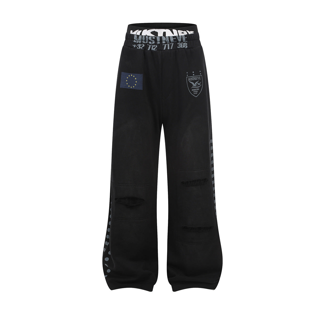 AVIORA Washed Ripped Drape Track Pants