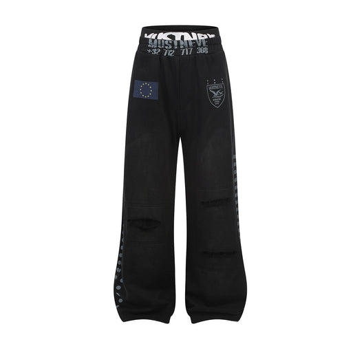 AVIORA Washed Ripped Drape Track Pants