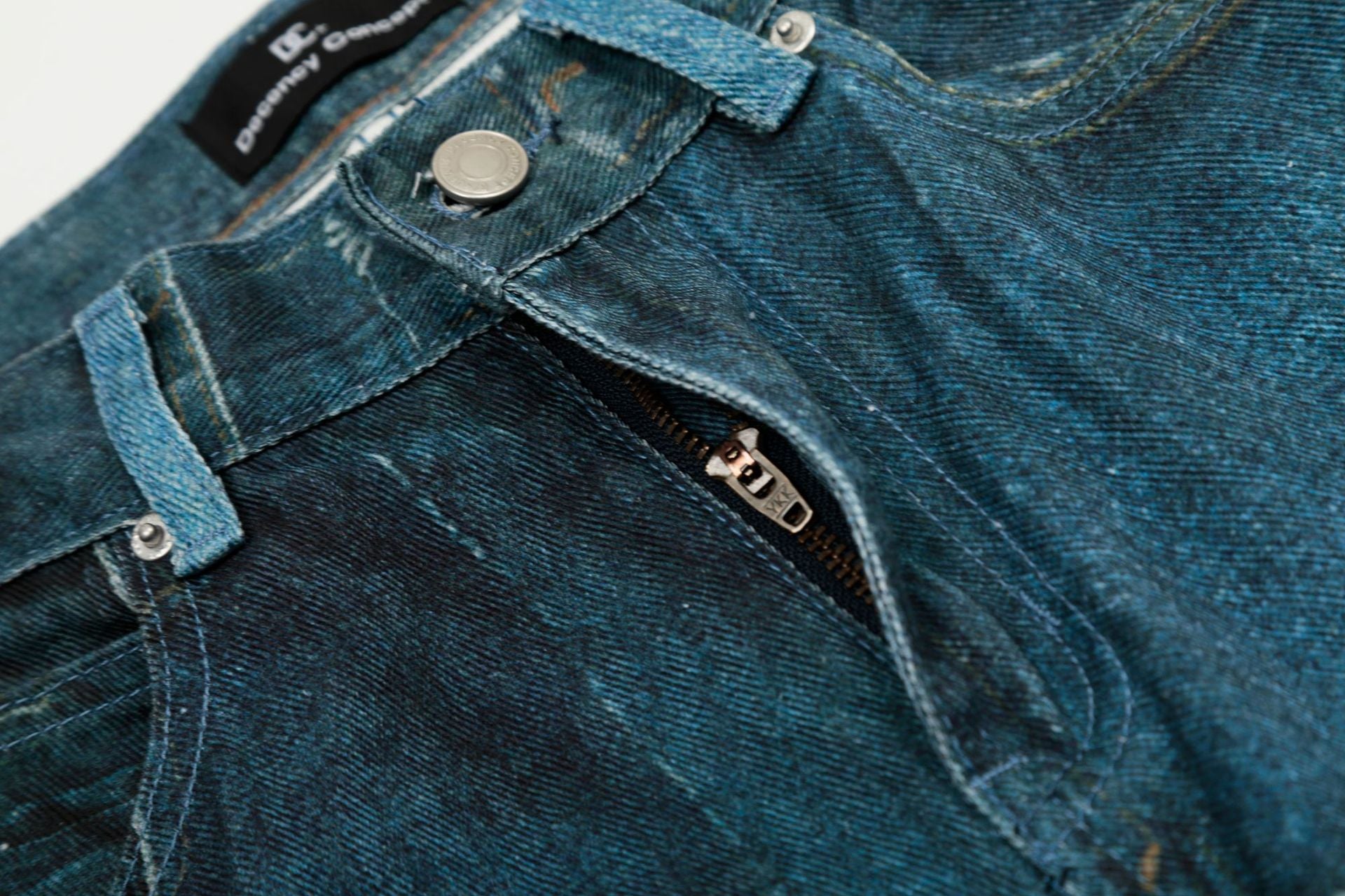 YAVIORA Irregular Printed Scimitar Cut Jeans