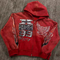 Y2K Hip-Hop Star-Print Racing-Style Zip-Up Hoodie