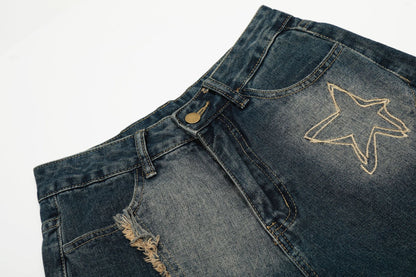 YAVIORA Embroidered Frayed Jeans