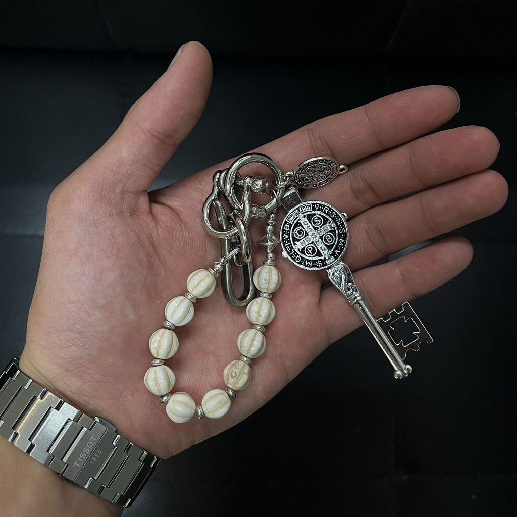 St Benedict Key Keychain Beaded Belt Clip Charm