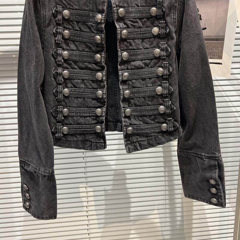 Y2K Classic Metal Ripped Button Washed Denim Jacket