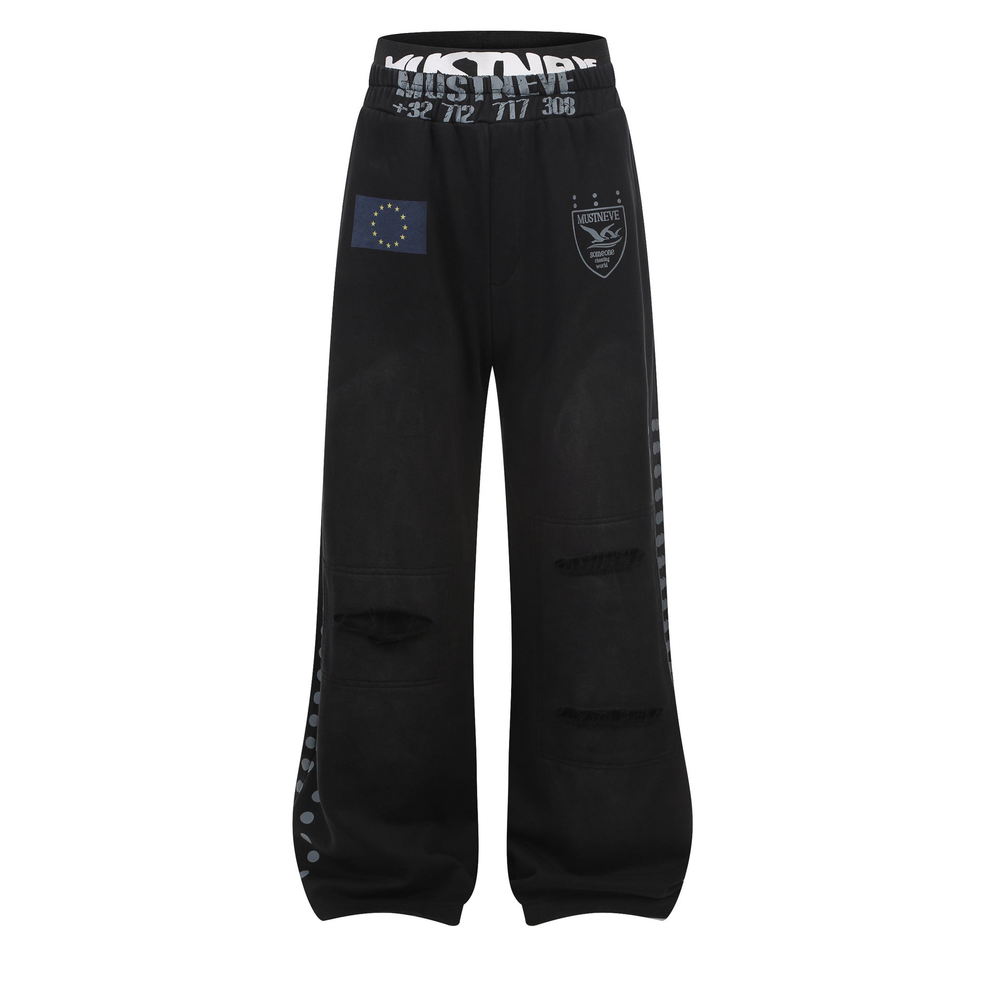 AVIORA Washed Ripped Drape Track Pants