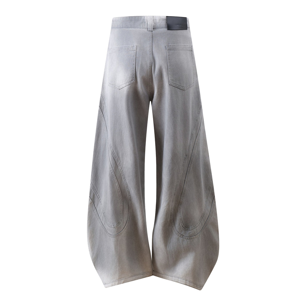 YAVIORA Dirty Dye Deconstructed Design Scimitar Pants