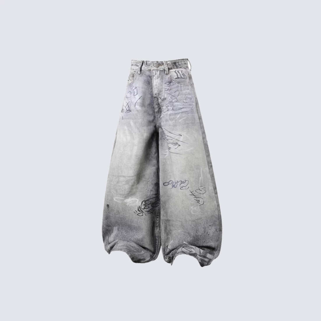 Yaviora American Style Printed Graffiti Jeans