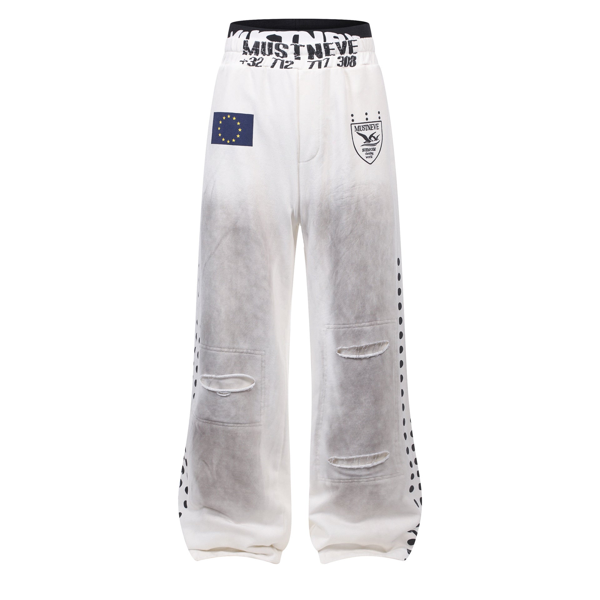 AVIORA Washed Ripped Drape Track Pants