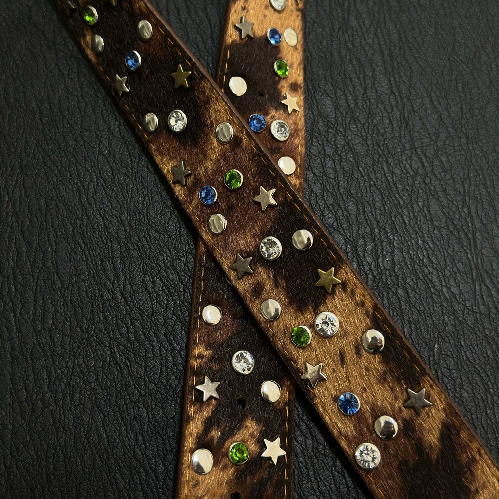 YAVIORA rhinestone studded horsehair belt