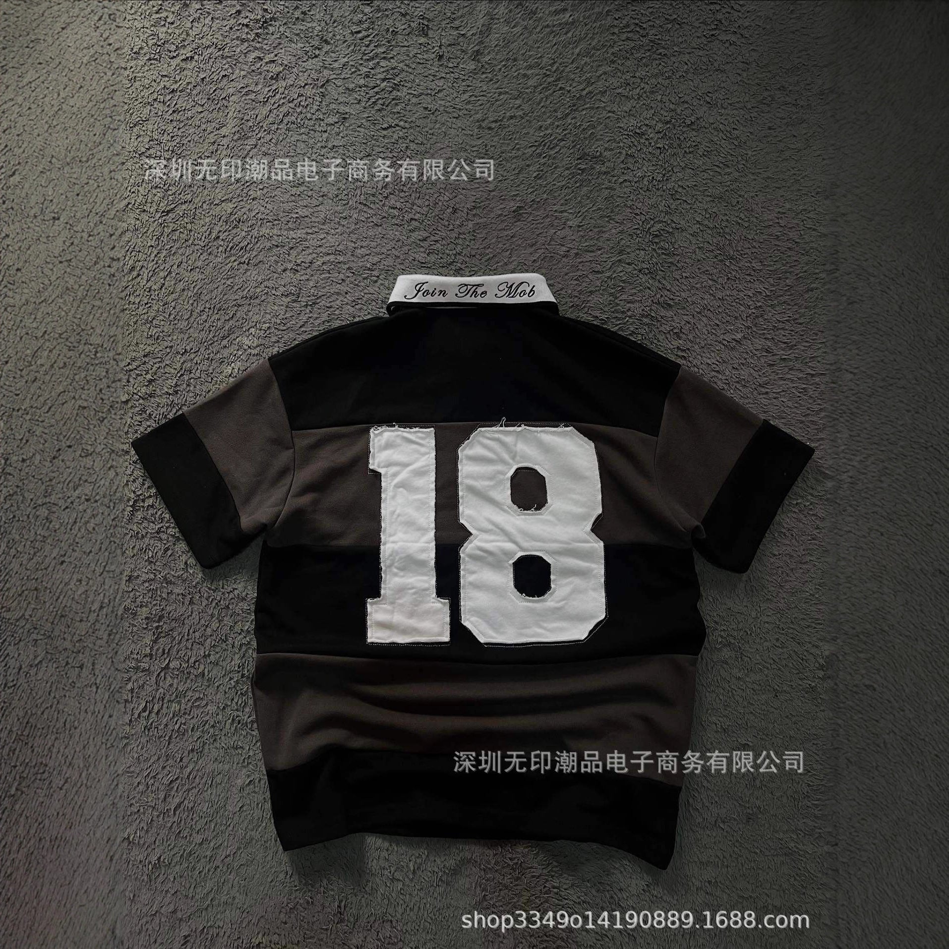 Polo Shirt Featuring 3D Embroidery and Appliqué "18" Patch