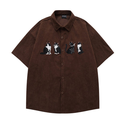 YAVIORA Cat Embroidered Shirt