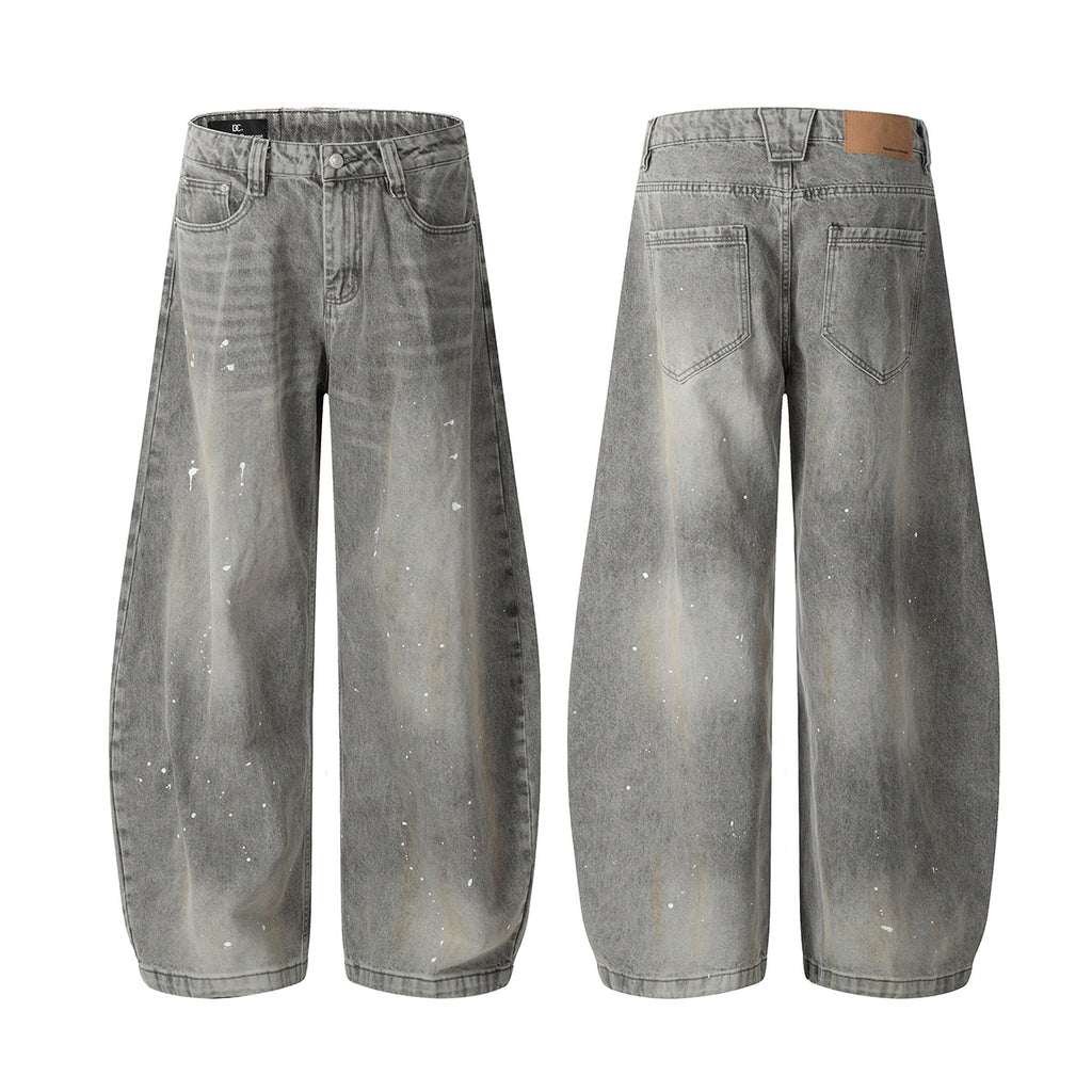 YAVIORA White Ink Print Curved Wide Leg Pants